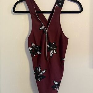 Dynamite Burgundy Shirt with Floral Accents